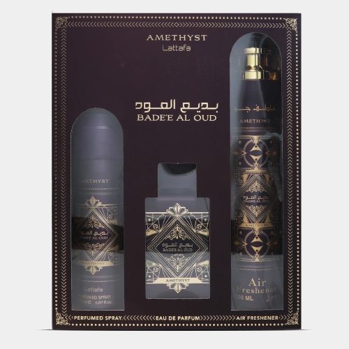 Set de regalo Badee Al Oud Amethyst Lattafa 3 piezas